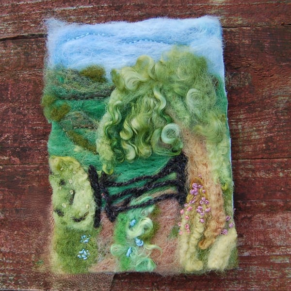 Through the Gate - Textile Art, Fibre art. framed or unframed