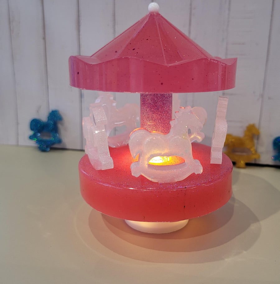 Resin Carousel Lights Up with Flameless Candle