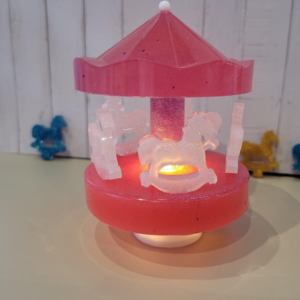 Resin Carousel Lights Up with Flameless Candle