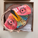 Artwork Red Butterfly - Paper Art - Original Art - Woodslice Artwork 
