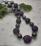 Dark purple and gold polymer clay necklace - Image 2