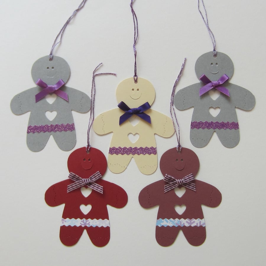 SALE 5 Christmas Gingerbread Men Gift Labels