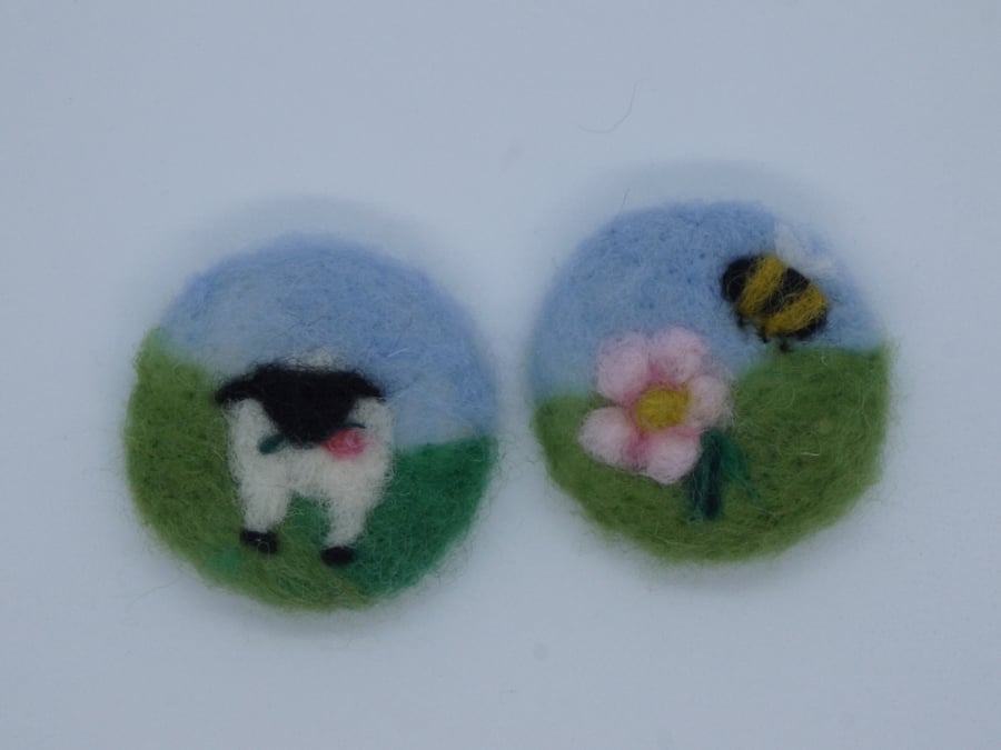 Handmade needle felted magnets