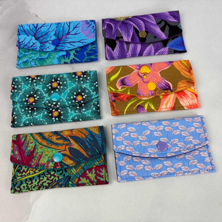 Floral card case, Flower travel pass holder, 6 pattern options, Handmade