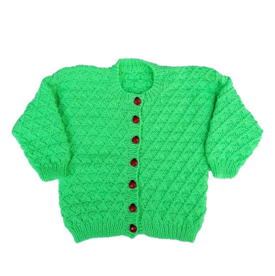 Hand knitted baby cardigan 22 inch chest - brig... - Folksy