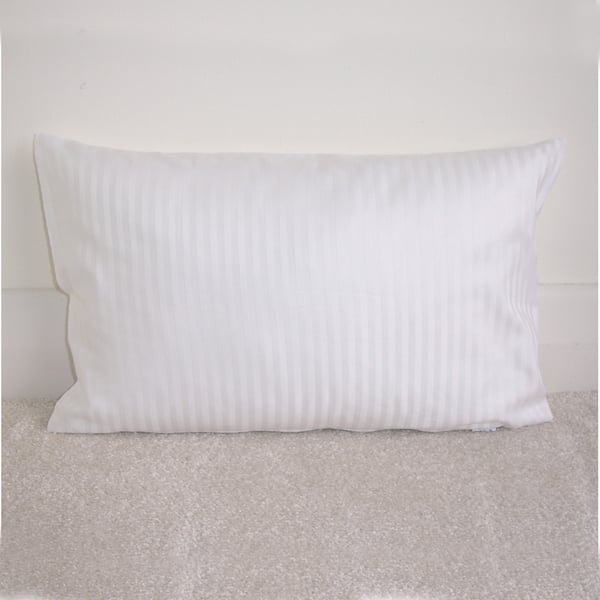 Tempur Travel Pillow Cover White 16"x10" 16x10 Cotton Sateen Ticking Stripes