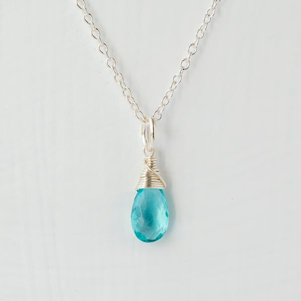 Ocean Apatite Briolette Pendant