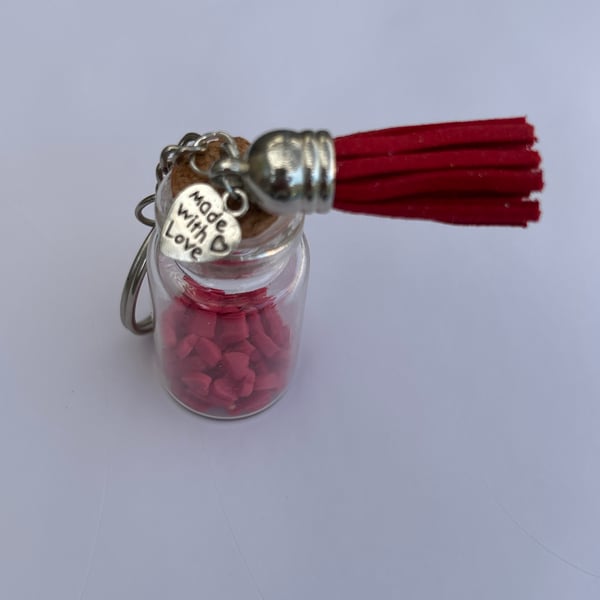 Jar of hearts keyring 