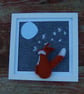 Moon gazing fox - nursery picture - needle felt, wool decoration - 