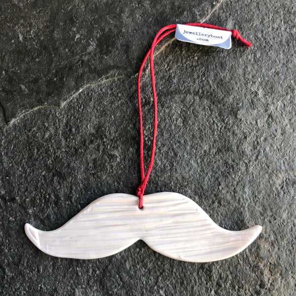 Moustache Movember Christmas Decoration white Santa The  Porcelain Menagerie 