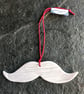 Moustache Movember Christmas Decoration white Santa The  Porcelain Menagerie  - Image 1