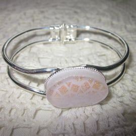 Handmade fused glass bangle - delicate pink mosaic