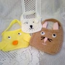 Beautiful Bundle, Pack of 3 Spring Themed Knitted Baby's Bibs, Baby Shower Gift