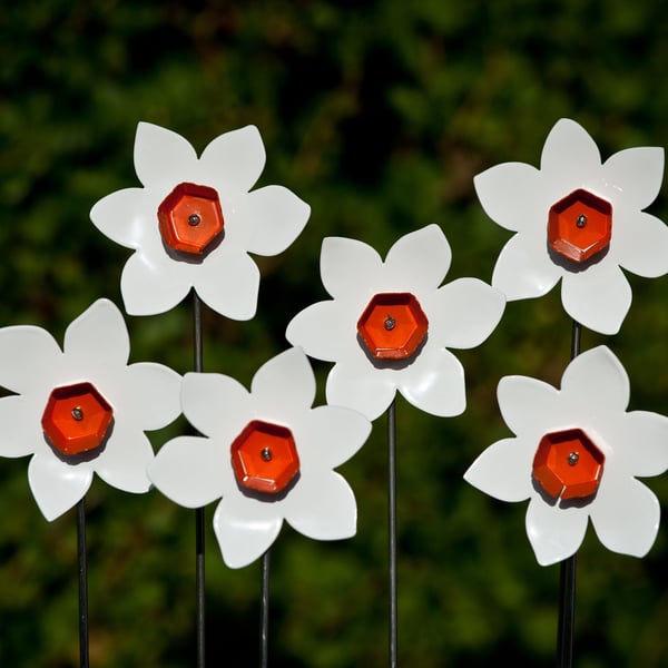 Narcissus Daffodil Orange & White Flower Ornament, Home & Garden Decoration