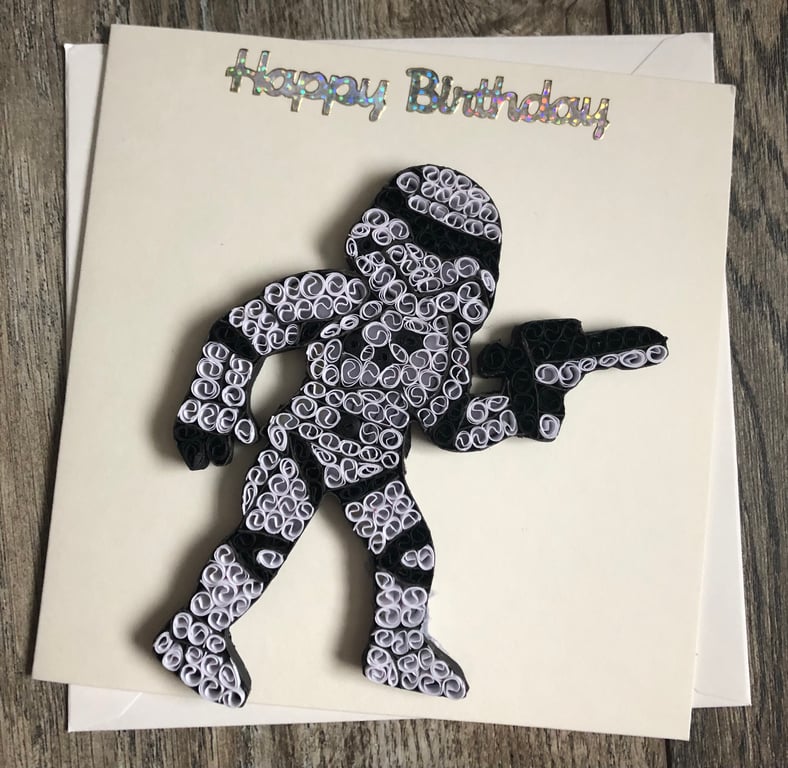 Handmade quilled Star Wars Card