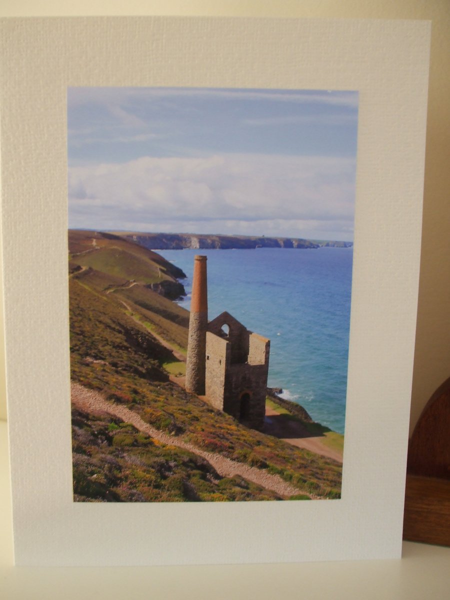 Greetings card with photo of Wheal Coates Tin Mine Cornwall