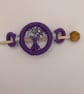 Handmade Dorset Button Shawl Pin - Lilac Silver & White Wooden Scarf Stick - Image 2