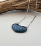 Dark Blue Fused Glass Heart Necklace with Stainless Steel Chain - Image 8