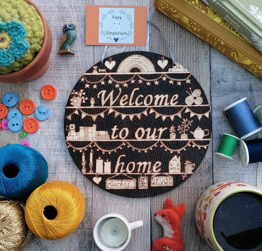 Personalised Pyrography Welcome Sign