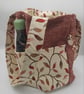 Cream leaf embroidered tote bag with pockets.  - Image 2