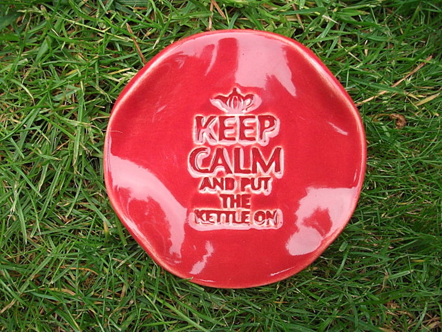 JANUARY SALE "Keep Calm And Put the Kettle On"  Ceramic  Trinket - Soap Dishes