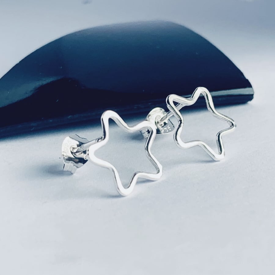 STERLING SILVER Star Stud Earrings, Handmade Urban Jewellery 