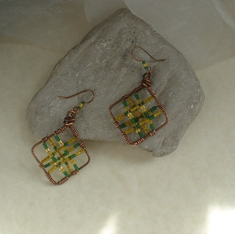 Rustic Copper "Tartan" Earrings