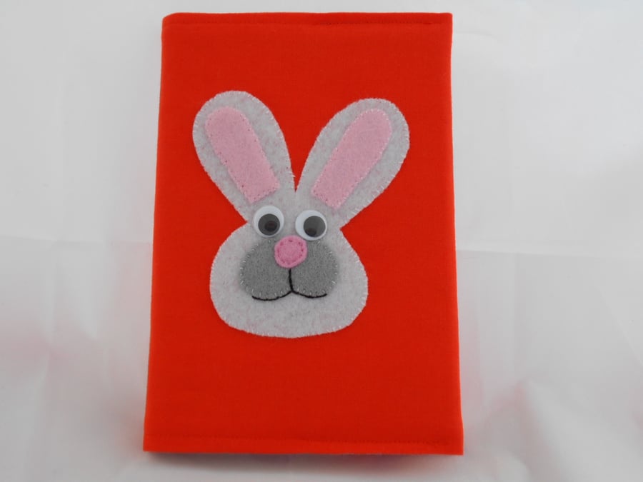 Rabbit Notebook Cover & notebook - appliqued 'Rachel Rabbit' - BACK TO SCHOOL