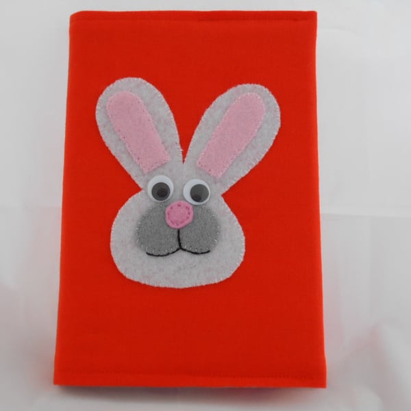 Rabbit Notebook Cover & notebook - appliqued 'Rachel Rabbit' - BACK TO SCHOOL