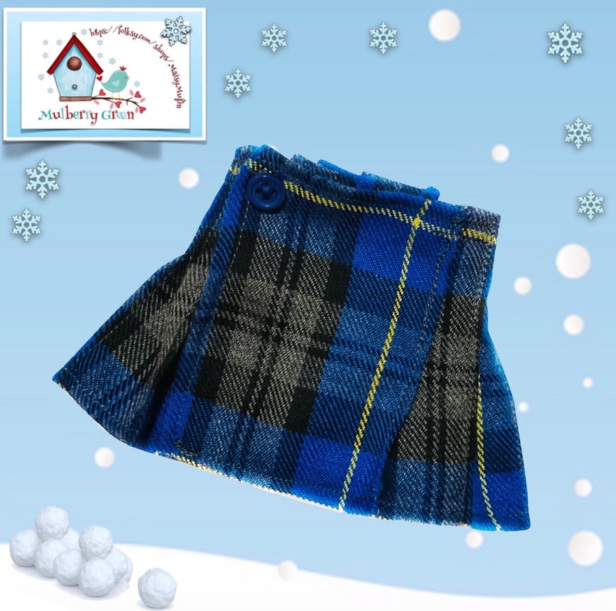 Reserved for Sue - Royal Blue and Grey Tartan Kilt