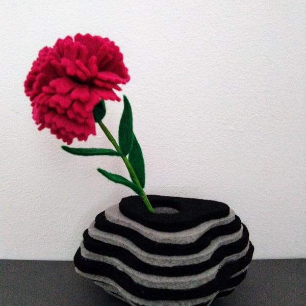 Felt Vase with Felt Carnation