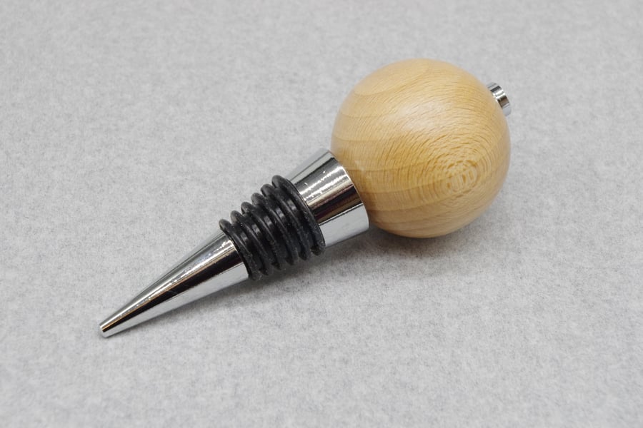 Hand Turned Wooden Bottle Stopper. Scottish Beech.
