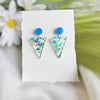 Blue Dot Confetti Triangle Earrings 