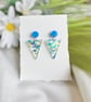 Blue Dot Confetti Triangle Earrings 