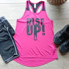 Hot pink or Electric yellow Gym Vest with Hamilton quote, Rise up.