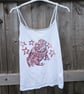 upcycled lino print unique jester toad vest top sized XS