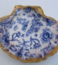Decoupaged Blue flower scallop shell trinket dish. - Image 2