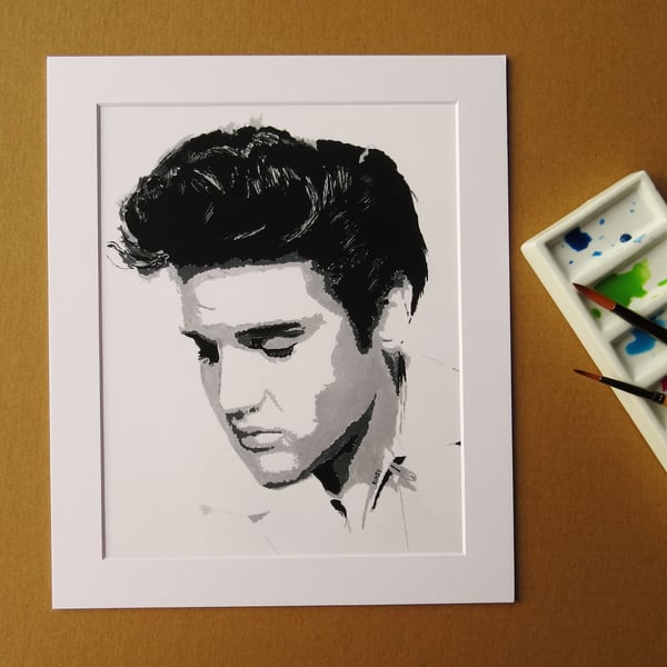 ELVIS PRESLEY ART PRINT WITH MOUNT