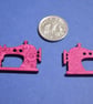 Wooden Sewing Machine Buttons Magenta Hot Pink 6pk Seamstress 26x20mm (S6) - Image 2