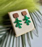 Walnut and Forest Green Matisse Inspired Earrings - Image 5