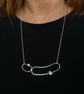 Recycled Sterling Silver Abstract Wire Form And Silver Nugget Necklace  - Image 6