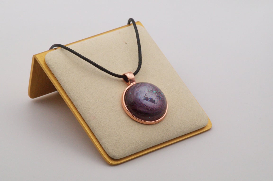 Handcrafted Galaxy Resin Pendant Necklace - Swirled cosmic art jewelry