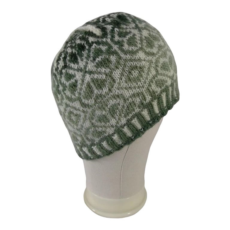 Floral Fairisle hat, stranded beanie, Norwegian hat, skull cap, hand knitted clo