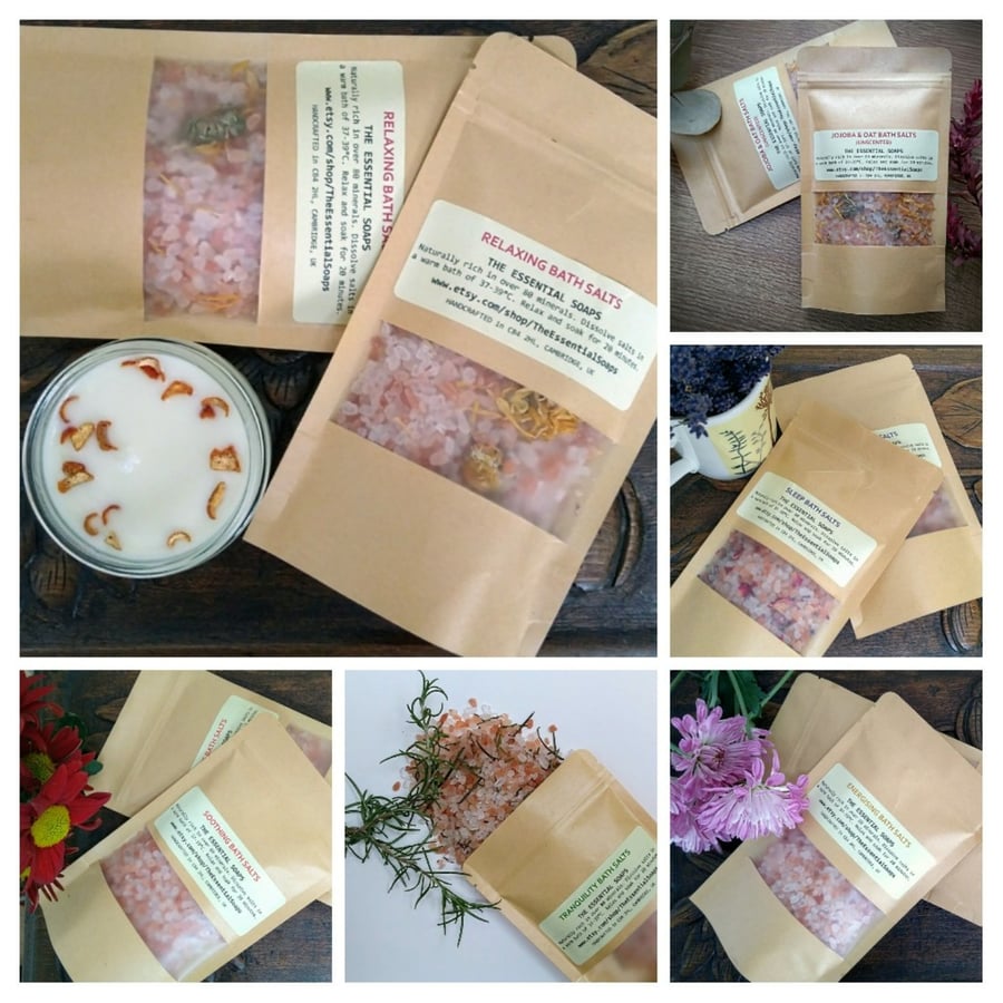 Set of 6 bath salts, botanical salts, christmas gift, aromatherapy, relaxing