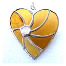 Golden Wedding Heart Swirl Stained Glass Suncatcher Handmade Gold  Anniversary