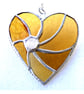 Golden Wedding Heart Swirl Stained Glass Suncatcher Handmade Gold  Anniversary