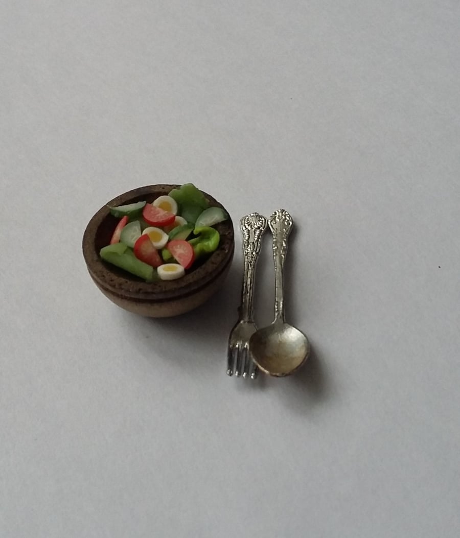 1;12th scale wooden bowl of Salad