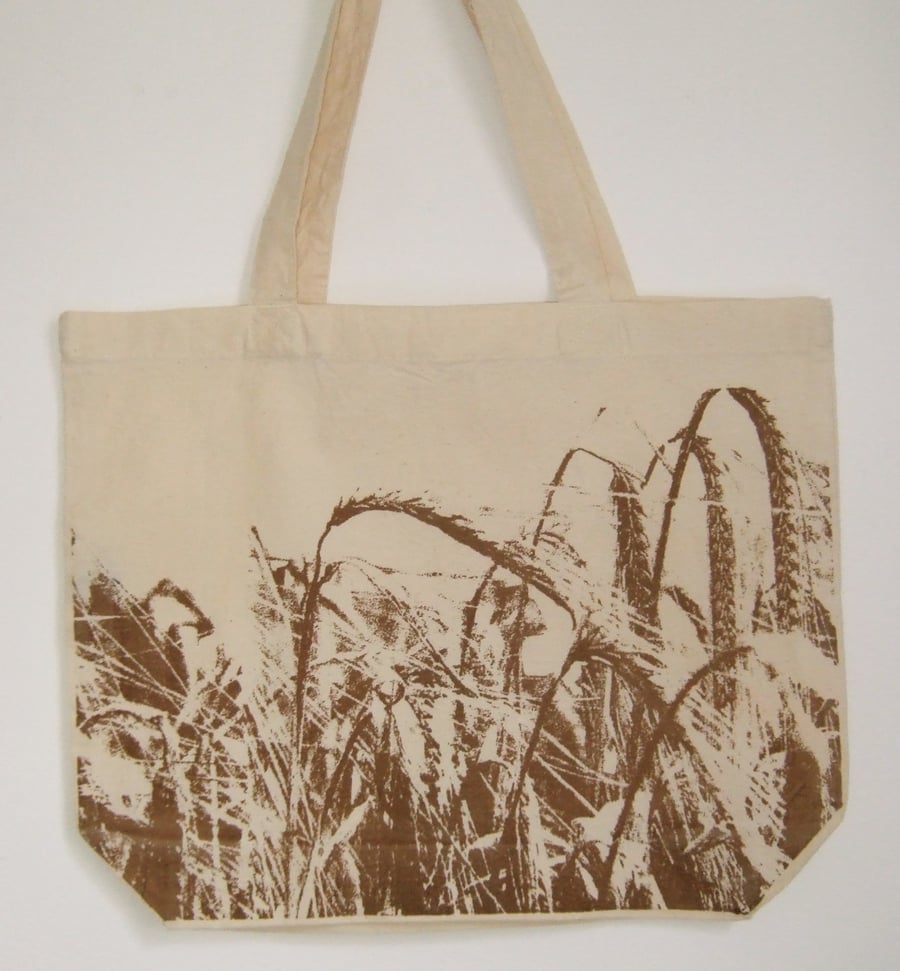 Harvest  printed organic cotton tote shopper bag field of crops print 