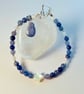 Blue Aventurine Bracelet With Kyanite Drop - Handmade Gift, Anniversary, Wedding