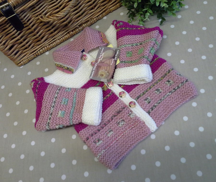 Baby Girl's Hand Knitted Cardigan -Jacket 12 - 18 months size 